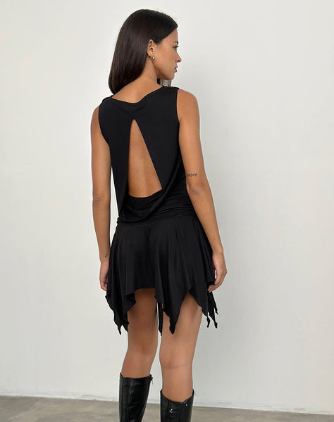 Image of Lizella Hem Mini Dress in Cupro Black