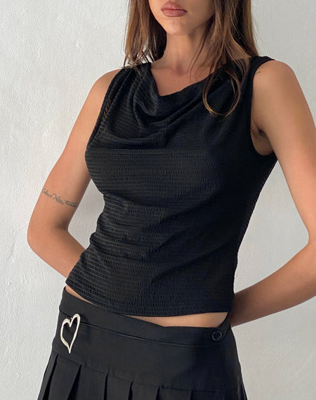 Moni Tie Tank Top in Mesh Black