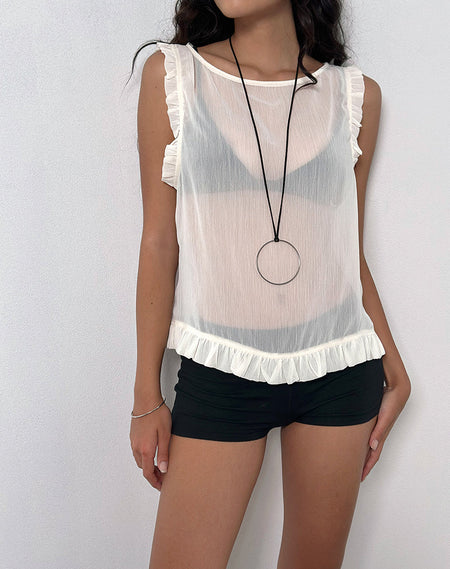 Ilase Ruched Blouse in 80s Polka White