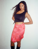 image of Lonaka Bodycon Skirt in Rose Petal Red