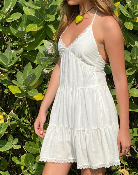 Image of Londyn Tiered Halter Mini Dress in Off White