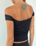 Lonnie Bardot Top in Rose Lace Black