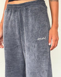 Image of Loose Jogger in Black Wash with Off White 'MOTEL' Embroidery