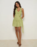 Image of Lorena Mini Dress in Chiffon Stripe Green