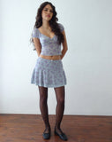 image of Friska Mini Skirt in Purple Botanist Flock