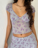 image of Lorenne Sweetheart Mesh Top in Purple Botanist Flock