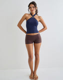 Image of Lorie Halter Top in Cupro Navy