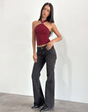 Image of Lorie Halter Top in Cupro Dark Red
