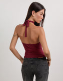 Image of Lorie Halter Top in Cupro Dark Red