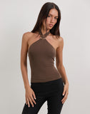 Image of Lorie Halter Top in Cupro Bitter Chocolate