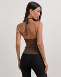Image of Lorie Halter Top in Cupro Bitter Chocolate