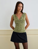 Image of Losa Cowl Neck Top in Pretty Petal Flock Olive