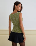 Image of Losa Cowl Neck Top in Pretty Petal Flock Olive