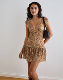 Image of Lotri Wrap Mini Dress in Cluster Floral Brown