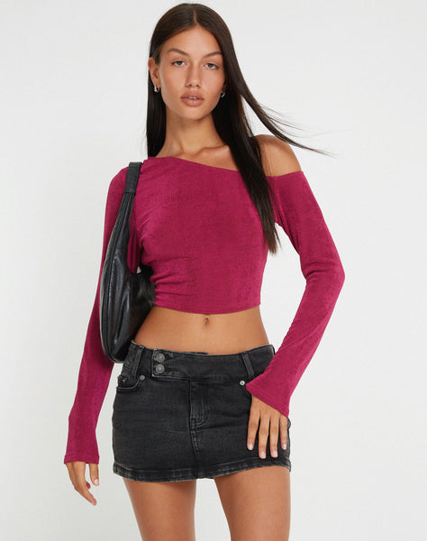 image of Lousa Long Sleeve Crop Top in Magenta Purple