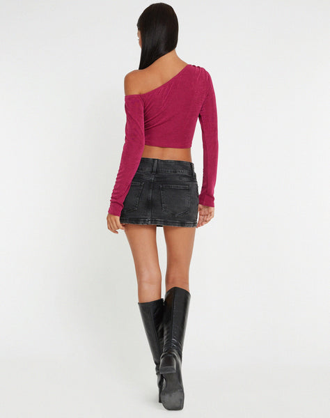 image of Lousa Long Sleeve Crop Top in Magenta Purple