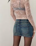 Image of Low Rise Denim Mini Skirt in Desert Wash