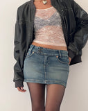 Image of Low Rise Denim Mini Skirt in Desert Wash