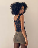 Image of Low Rise Denim Mini Skirt in Sand