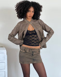 Image of Low Rise Denim Mini Skirt in Sand