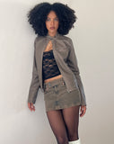 Image of Low Rise Denim Mini Skirt in Sand