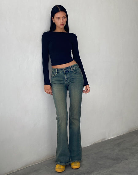 Rigid Low Rise Flare Jeans in Dark Vintage