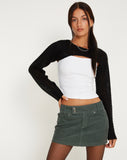 Image of Low Rise Mini Skirt in Cord Forest Green