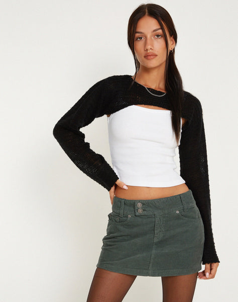 Image of Low Rise Mini Skirt in Cord Forest Green