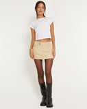 Image of Low Rise Mini Skirt in Cord Light Tan