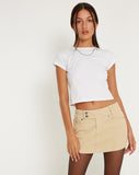 Image of Low Rise Mini Skirt in Cord Light Tan