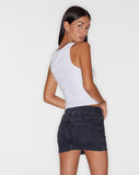 Image of Low Rise Mini Skirt in Denim Black Wash