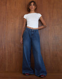 Image of Roomy Oversized Low Rise Jeans in Mid Blue Used