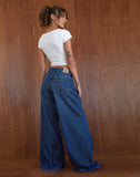 Image of Roomy Oversized Low Rise Jeans in Mid Blue Used