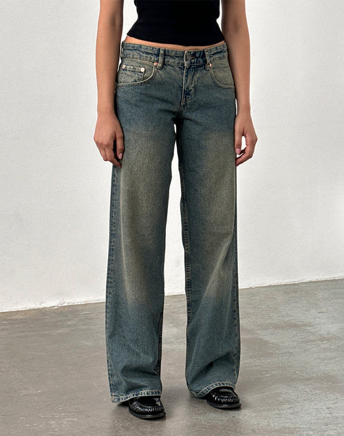 Image of Low Rise Parallel Jeans in Brown Blue Acid