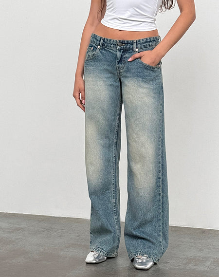 High Rise Barrel Jean in Bleu