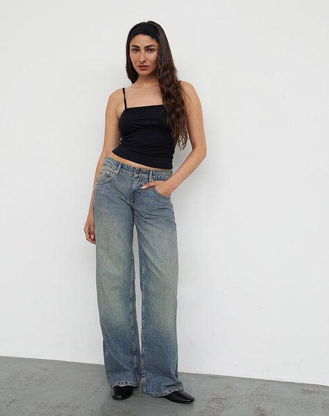 Image of Low Rise Parallel Jeans in Extreme Blue Green