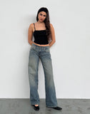 Image of Low Rise Parallel Jeans in Extreme Blue Green