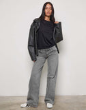 Image of Low Rise Parallel Jeans in Grey Wash