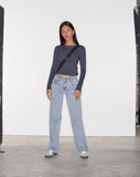 image of Low Rise Parallel Jeans in Light Wash Blue