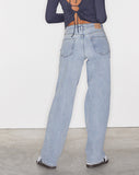 image of Low Rise Parallel Jeans in Light Wash Blue