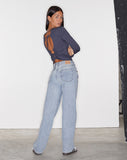 image of Low Rise Parallel Jeans in Light Wash Blue