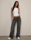 Low Rise Parallel Jeans in Washed Black Grey