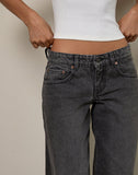Low Rise Parallel Jeans in Washed Black Grey