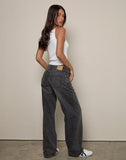 Low Rise Parallel Jeans in Washed Black Grey