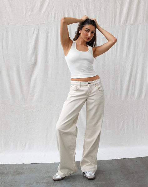 Image of Low Rise Parallel Jeans in Off White