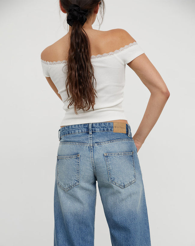 Image of Low Rise Parallel Jeans in Powder Blue