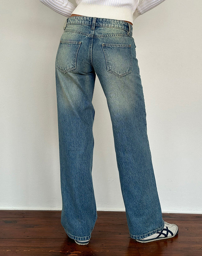 Image of Low Rise Parallel Jean in Sea Green