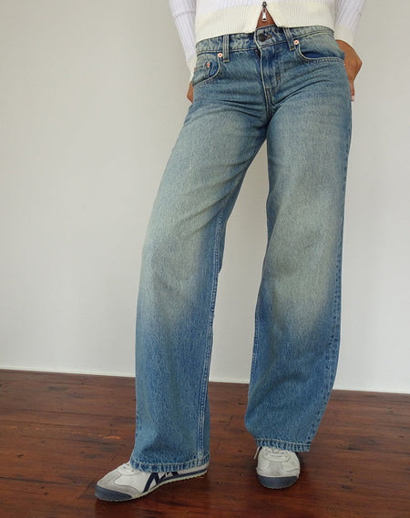 Mid Rise Slim Parallel Jeans in Mid Blue Used