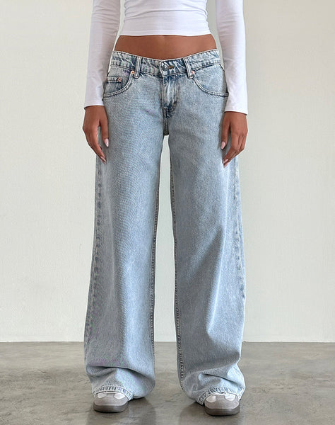 Image of Low Rise Roomy Jeans in 80's Light Wash Blue