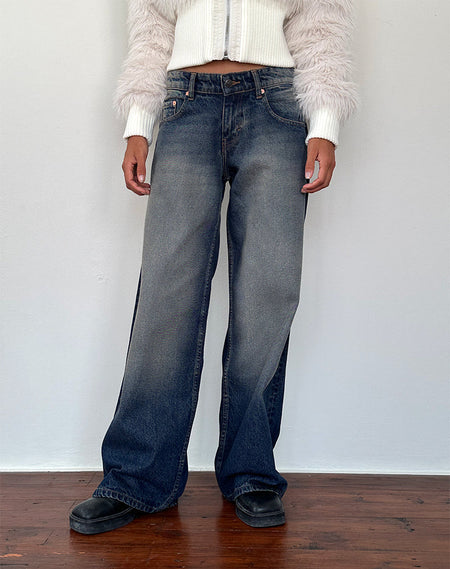 Roomy Extra Wide Jeans in Brown Blue Acid